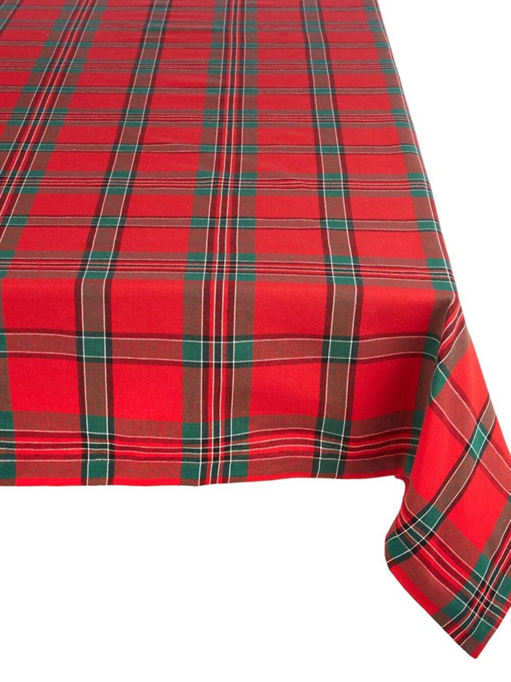 Christmas 60 in. X 120 in. Cardinal Red Plaid Cotton Tablecloth